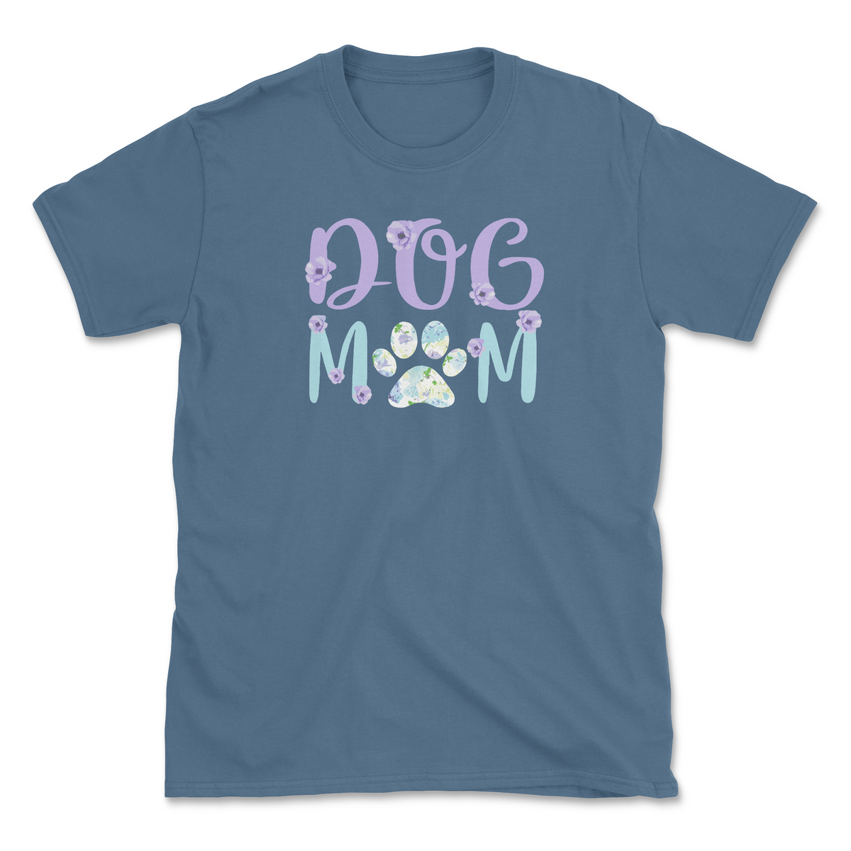 Floral Dog Mom (Front Print) (Adult Short Sleeve T-Shirt)