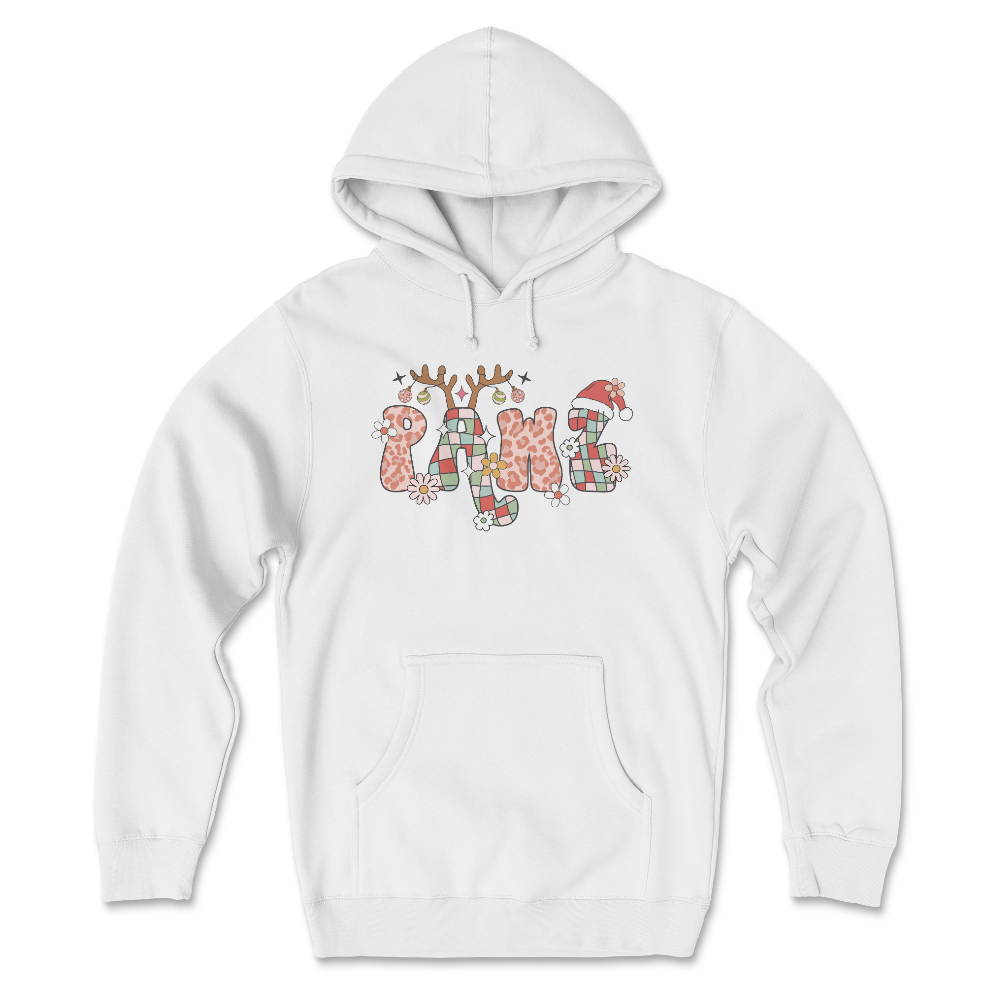 Holiday Pawz Pattern - Front Print (Adult Hoodie)