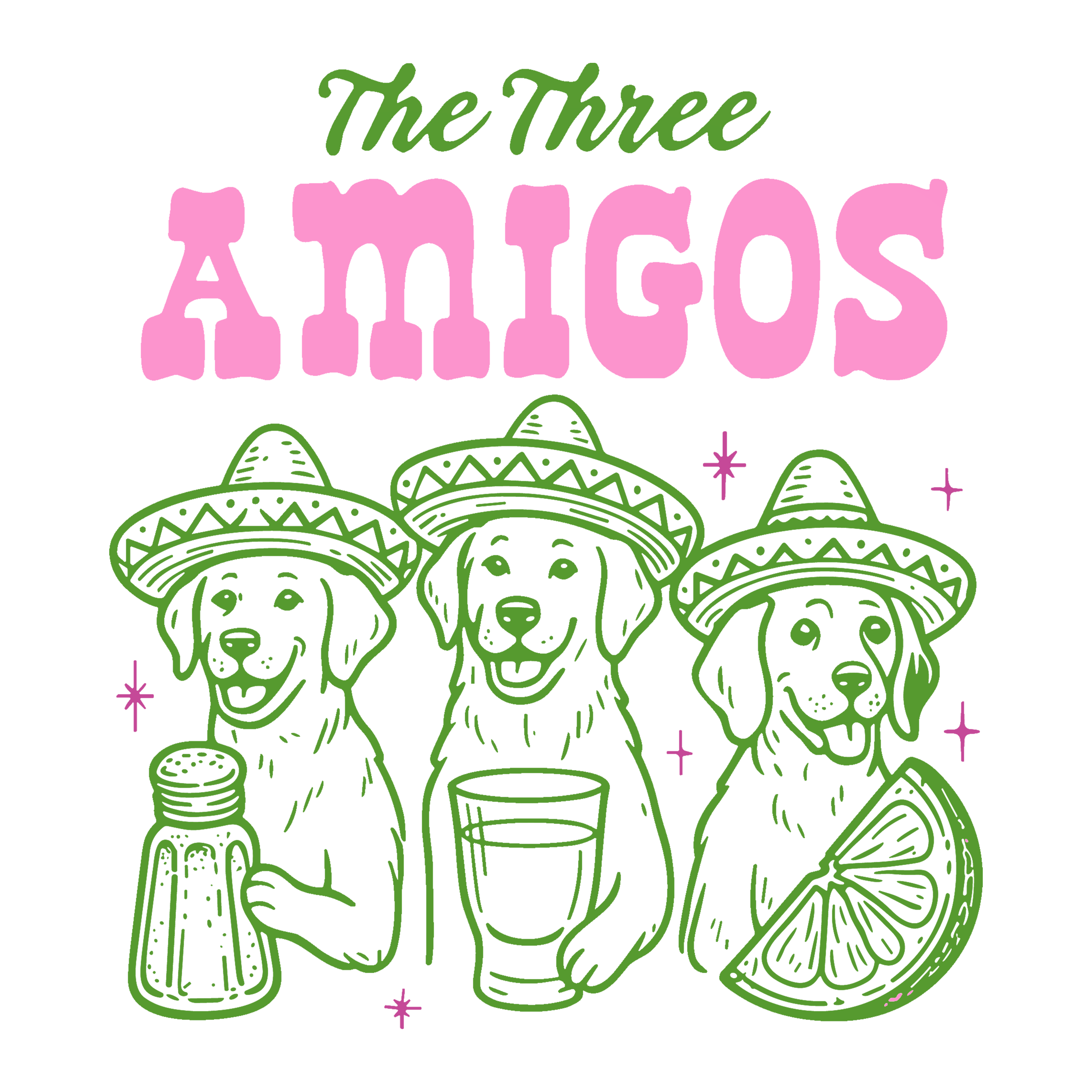 Three Amigos - (Front Print) (Adult Short Sleeve T-Shirt)