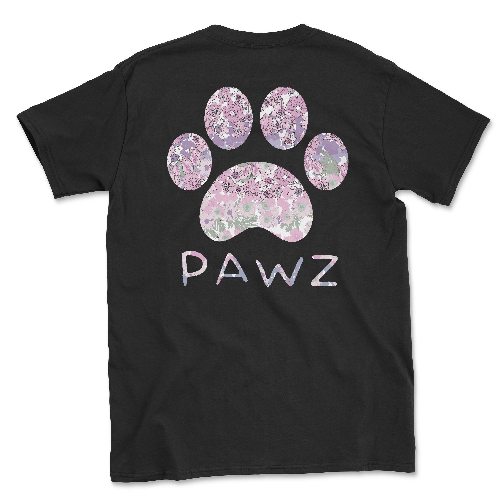 Ombre Flowers - Black (Adult Short Sleeve T-Shirt)