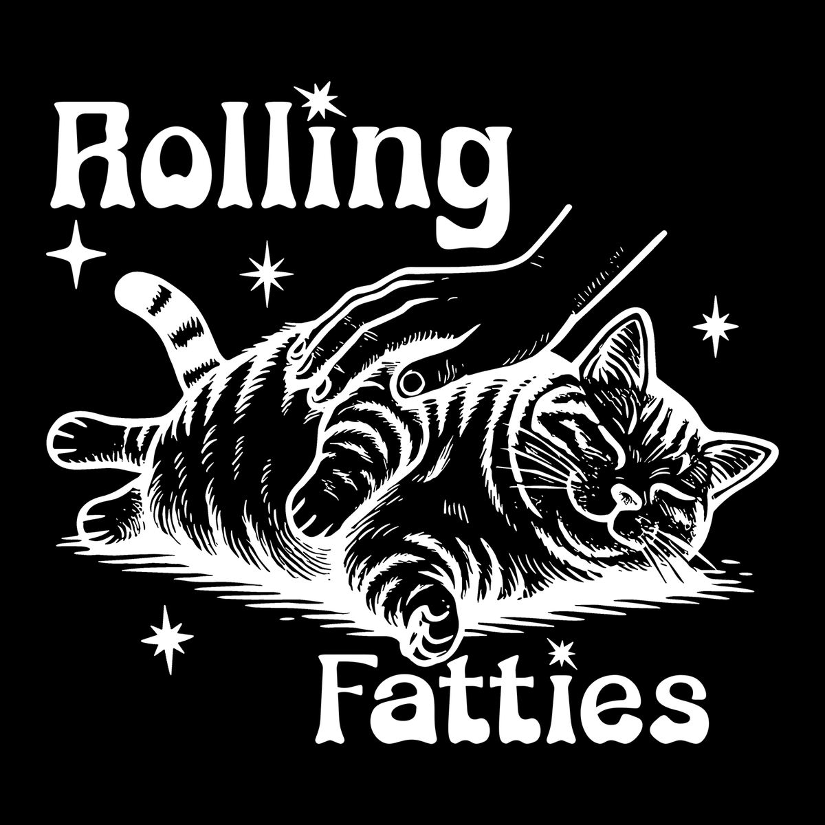 Rolling Fatties - Black (Front Print) (Adult Short Sleeve T-Shirt)